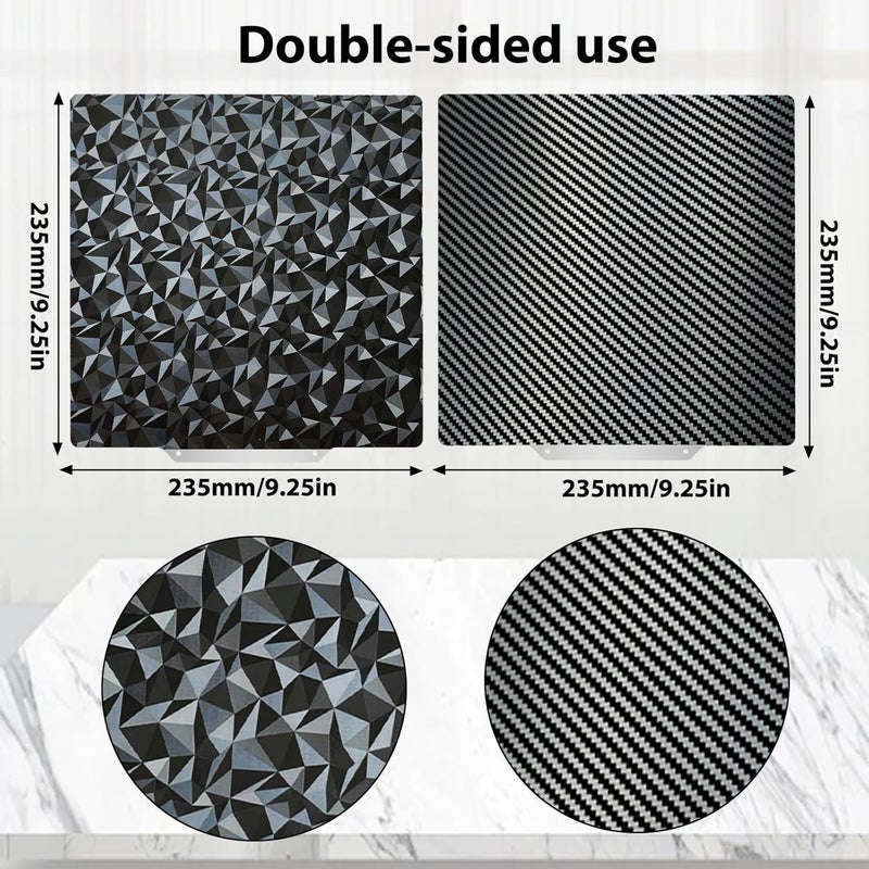 Wefuit 235x235mm Build Plate for AD5X/AD5M/AD5M pro/Ender 3/3 Pro/Ender 3 S1/Ender 3 V2 Neo/Ender 3 Neo 3D Printer,Diamond PEO+Carbon Fiber PET Spring Steel Sheet Plate 3D Printer Platform. - Image 5